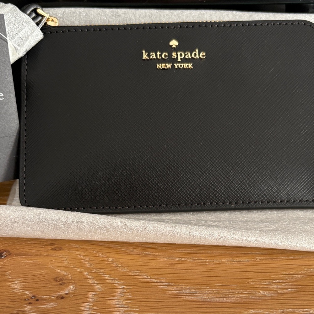 Kate Spade Black Clutch with Gold Detail